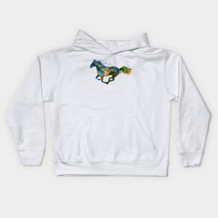 Colorful Running Horse Silhouette Kids Hoodie